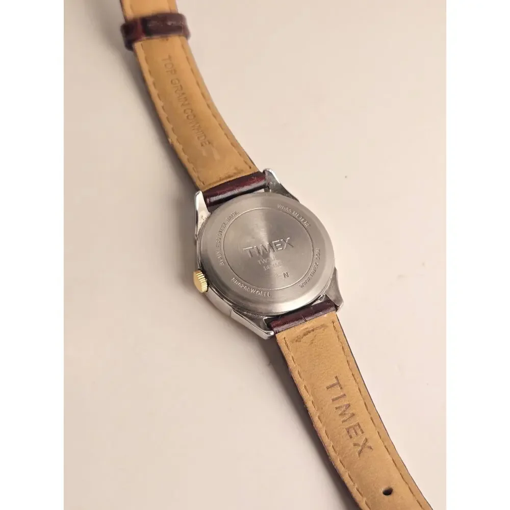 Timex Briarwood TW2U68100 Women's 28mm Two Tone Silver Dial Leather Watch
